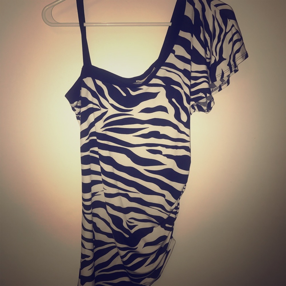 🔥 one shoulder Zebra print silky stretch